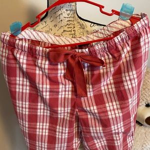 Sleep pants, faded red plaid with drawstring!